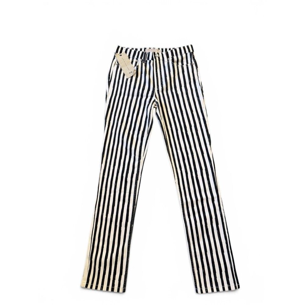 MARC BY MARC JACOBS  Drainpipe Jeans in Yard Stripe Size 28 NWT Black White